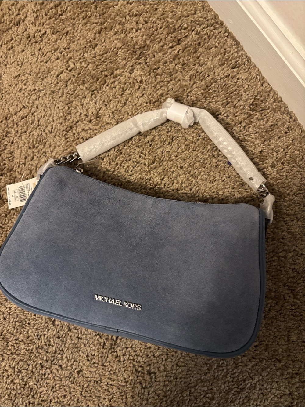 Michael Kors Blue Suede Crossbody Bag